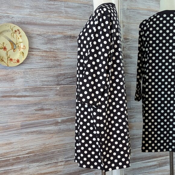 Lands' End Quick Dry Swim Cover-up Dress Black with White Polka Dots L Large - Picture 4 of 13